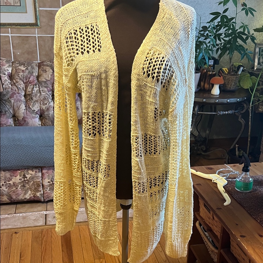 Yellow Open-Knit Women's Sweater